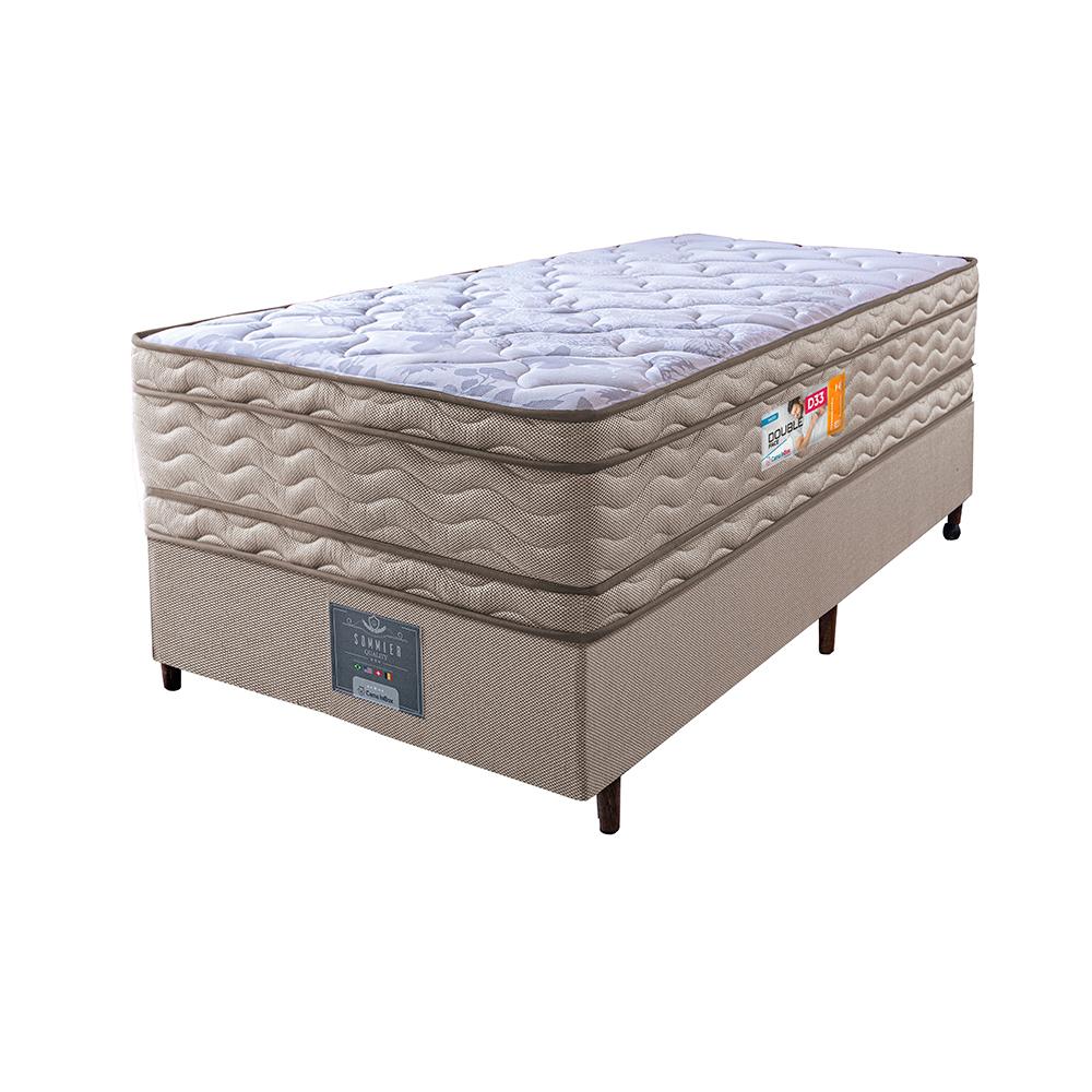Cama Box Solteiro Colchão Ortopédico + Box 88x188x71 Double Face Espuma D33 Dourado