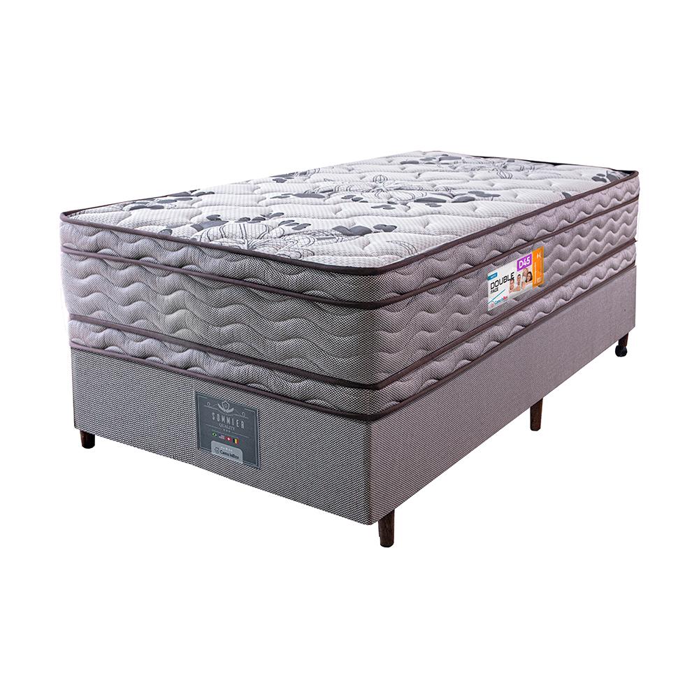 Cama Box Solteiro Colchão Ortopédico + Box 88x188x71 Double Face Espuma D45 Cinza