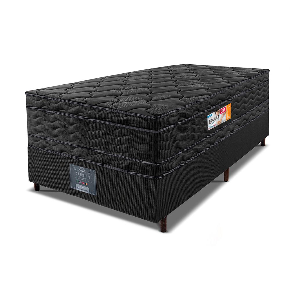 Cama Box Solteiro Colchão Ortopédico Black + Box 88x188x71 Double Face Espuma D33 Preto