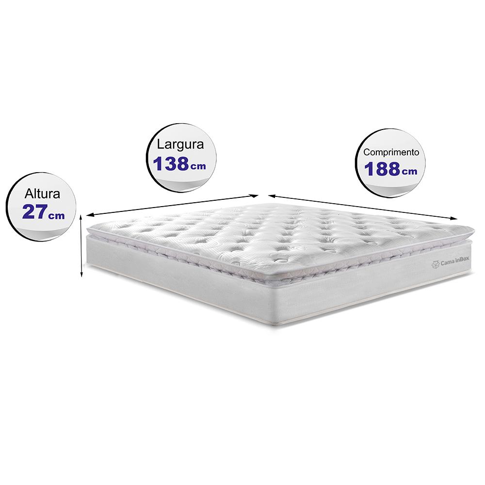Colchão Casal Molas Ensacadas 138x188 Cama inBox Confort Snow