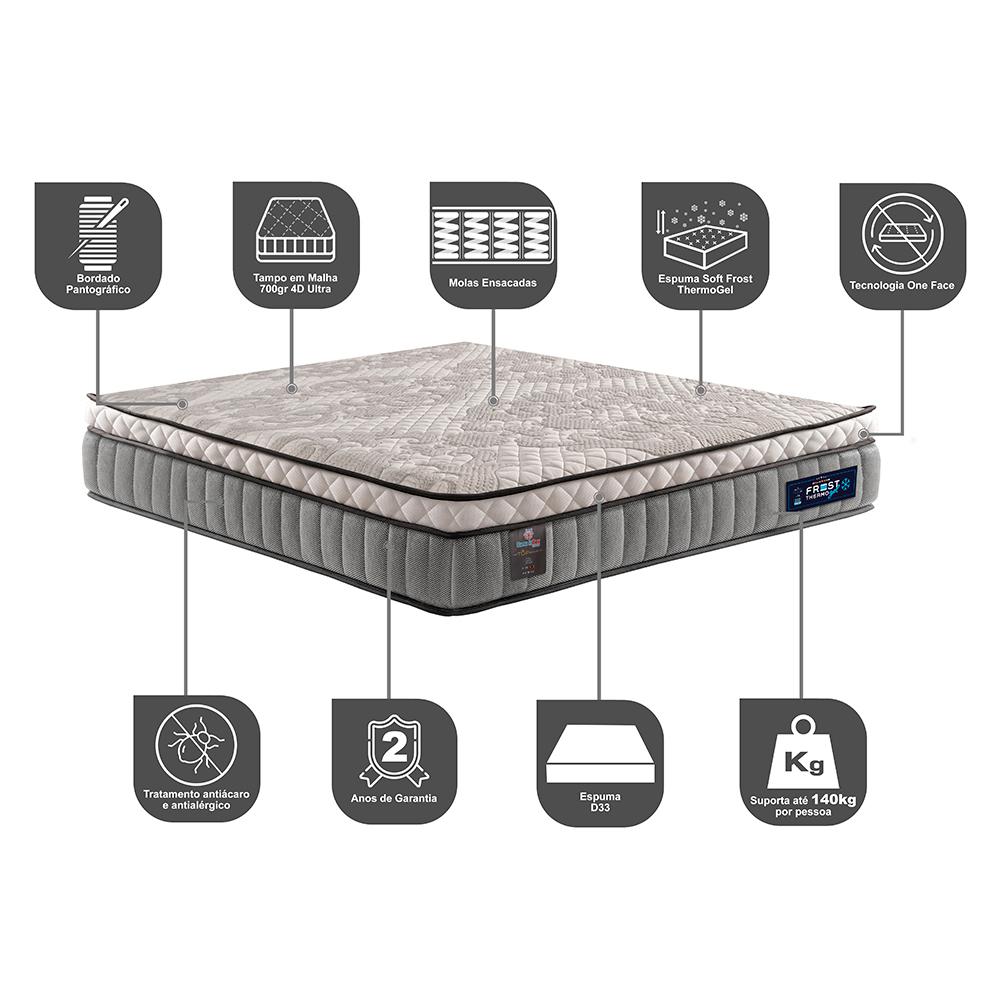 Colchão Casal Molas Ensacadas Euro Pillow 138x188x31 Cama inBox Frost ThermoGel
