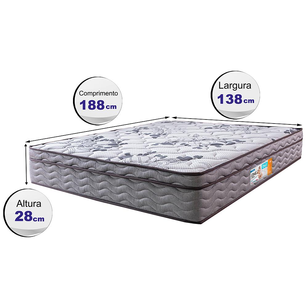 Colchão Casal Ortopédico 138x188x28 One Face Espuma D45 Cinza
