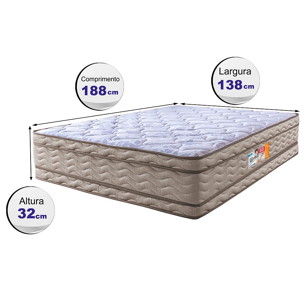 Colchão Casal Ortopédico 138x188x32 Double Face Espuma D33 Dourado