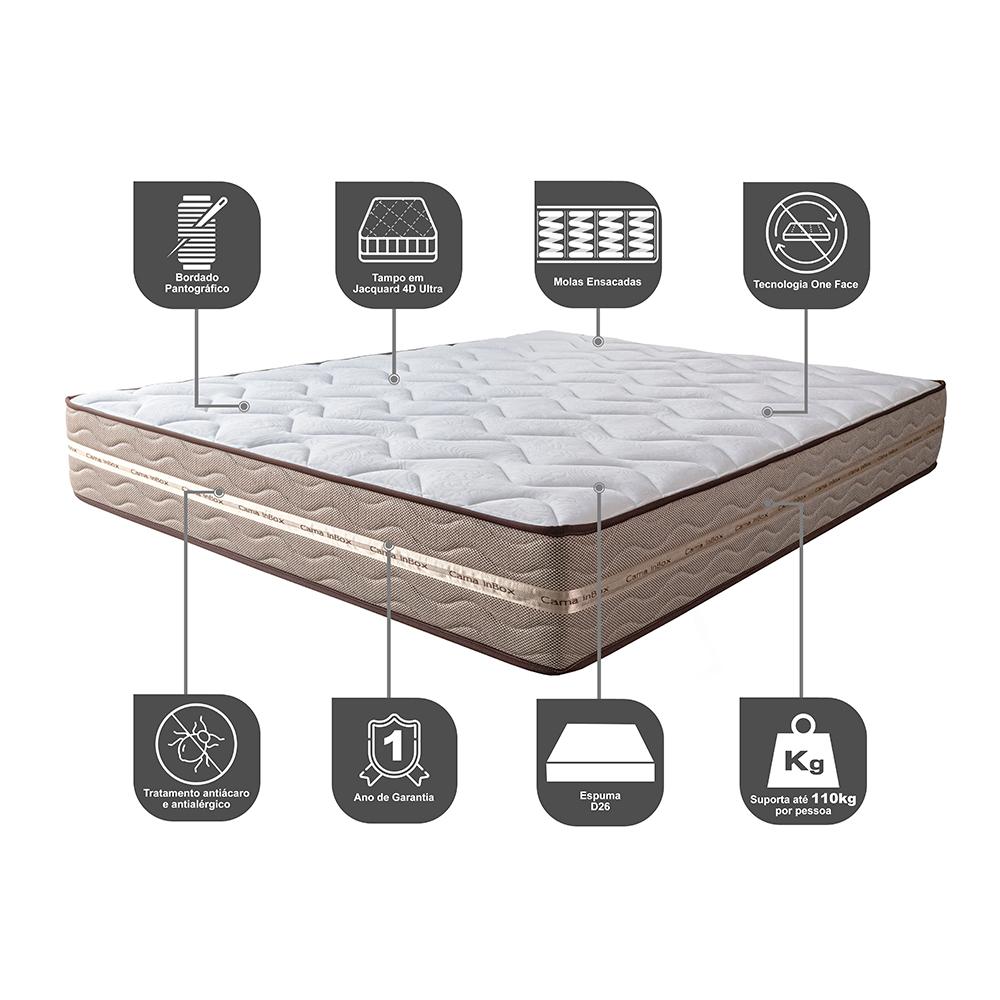 Colchão Casal de Molas Ensacadas 138x188x22 Cama inBox Smart Gold Bege