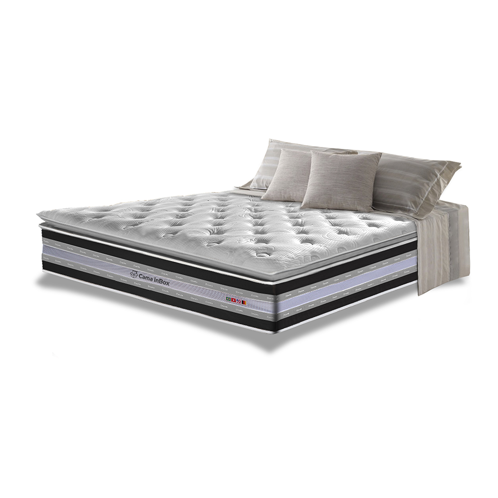 Colchão Casal de Molas Ensacadas D33 com Pillow TOP Cama inBox Select 138x188x32 Preto