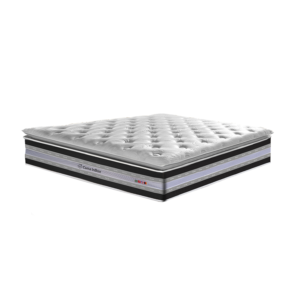 Colchão Casal de Molas Ensacadas D33 com Pillow TOP Cama inBox Select 138x188x32 Preto