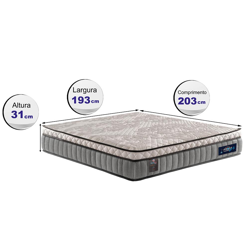 Colchão King Molas Ensacadas Euro Pillow 193x203x31 Cama inBox Frost ThermoGel