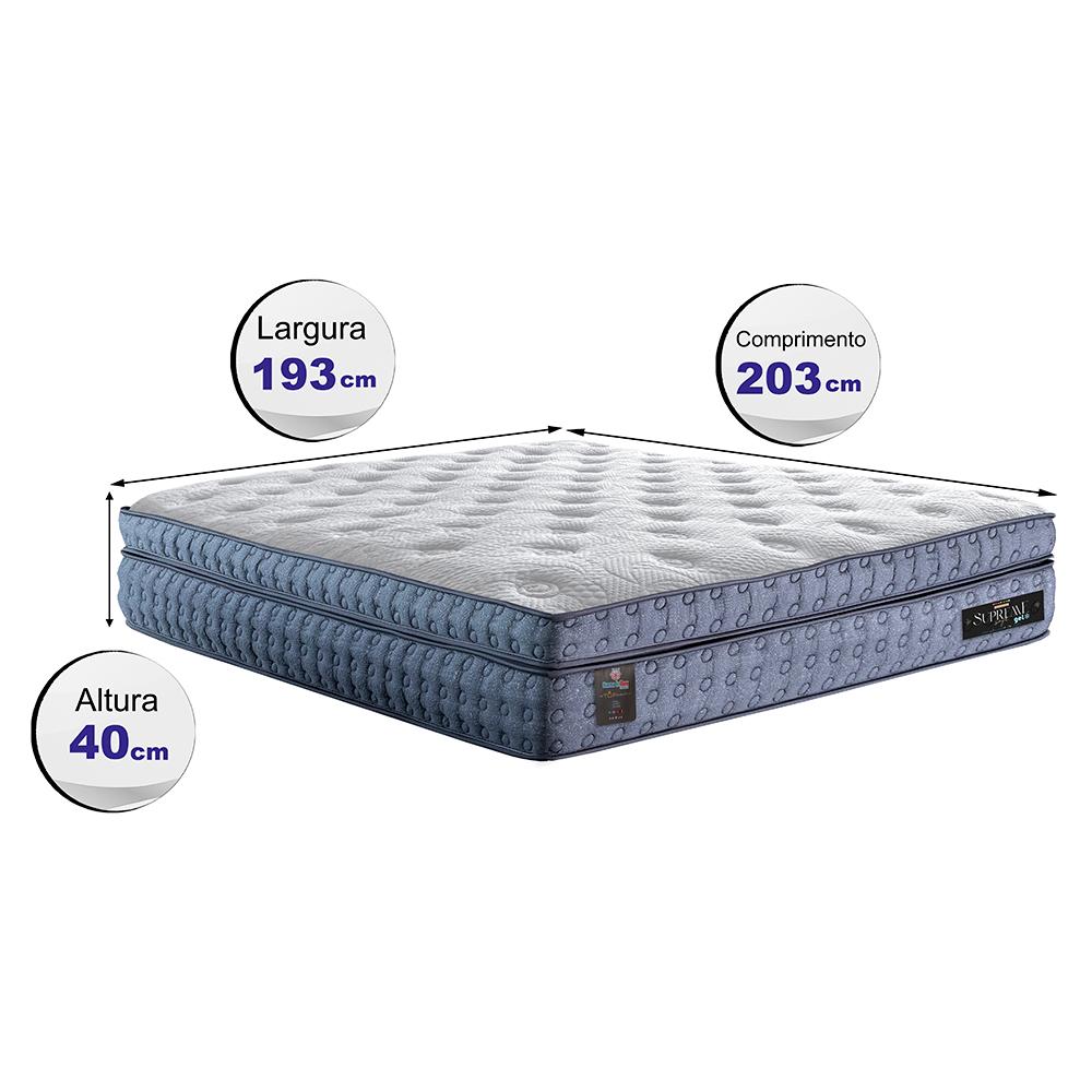 Colchão King Molas Ensacadas Euro Pillow 193x203x40 Cama inBox Supreme Confort Gel Living