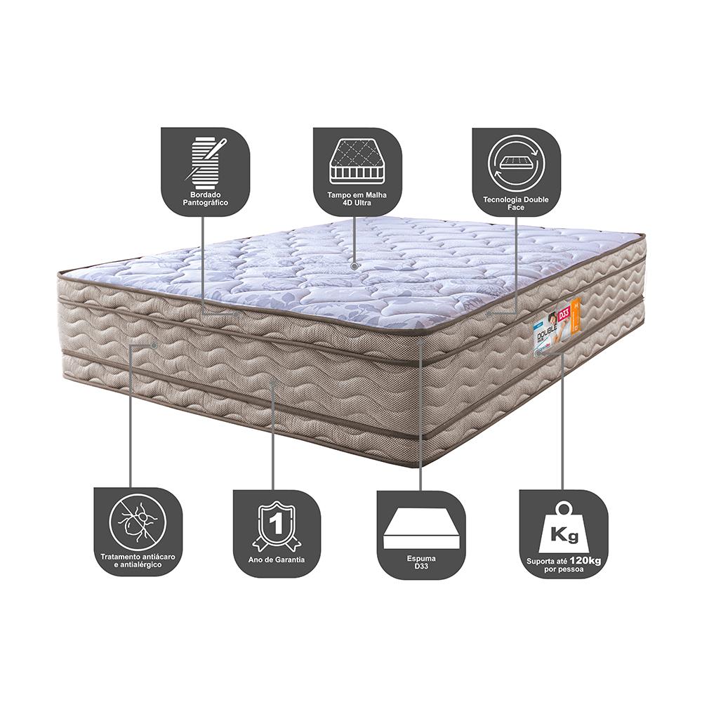Colchão King Ortopédico 193x203x32 Double Face Espuma D33 Dourado