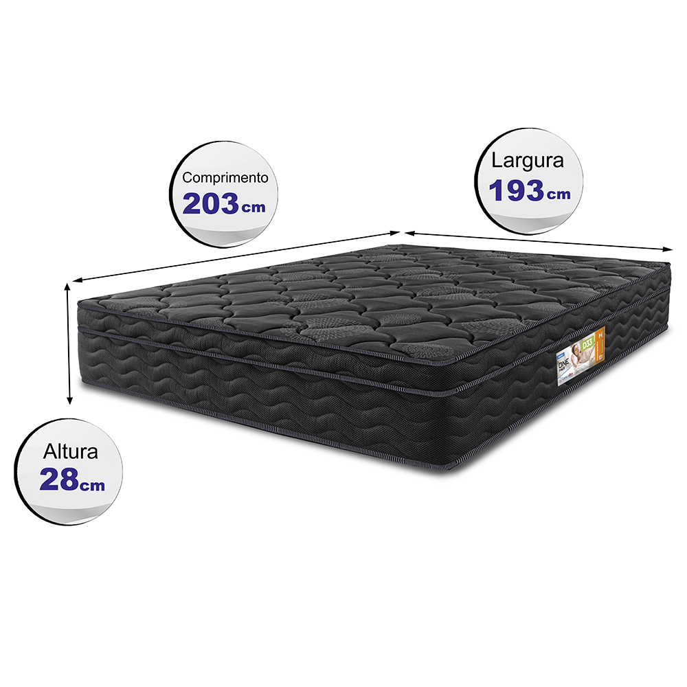 Colchão King Ortopédico Black 193x203x28 One Face Espuma D33 Preto