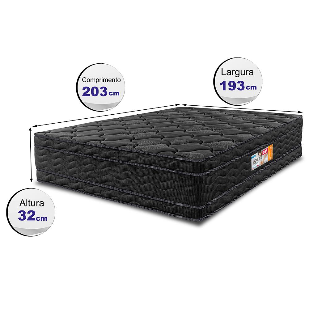 Colchão King Ortopédico Black 193x203x32 Double Face Espuma D33 Preto