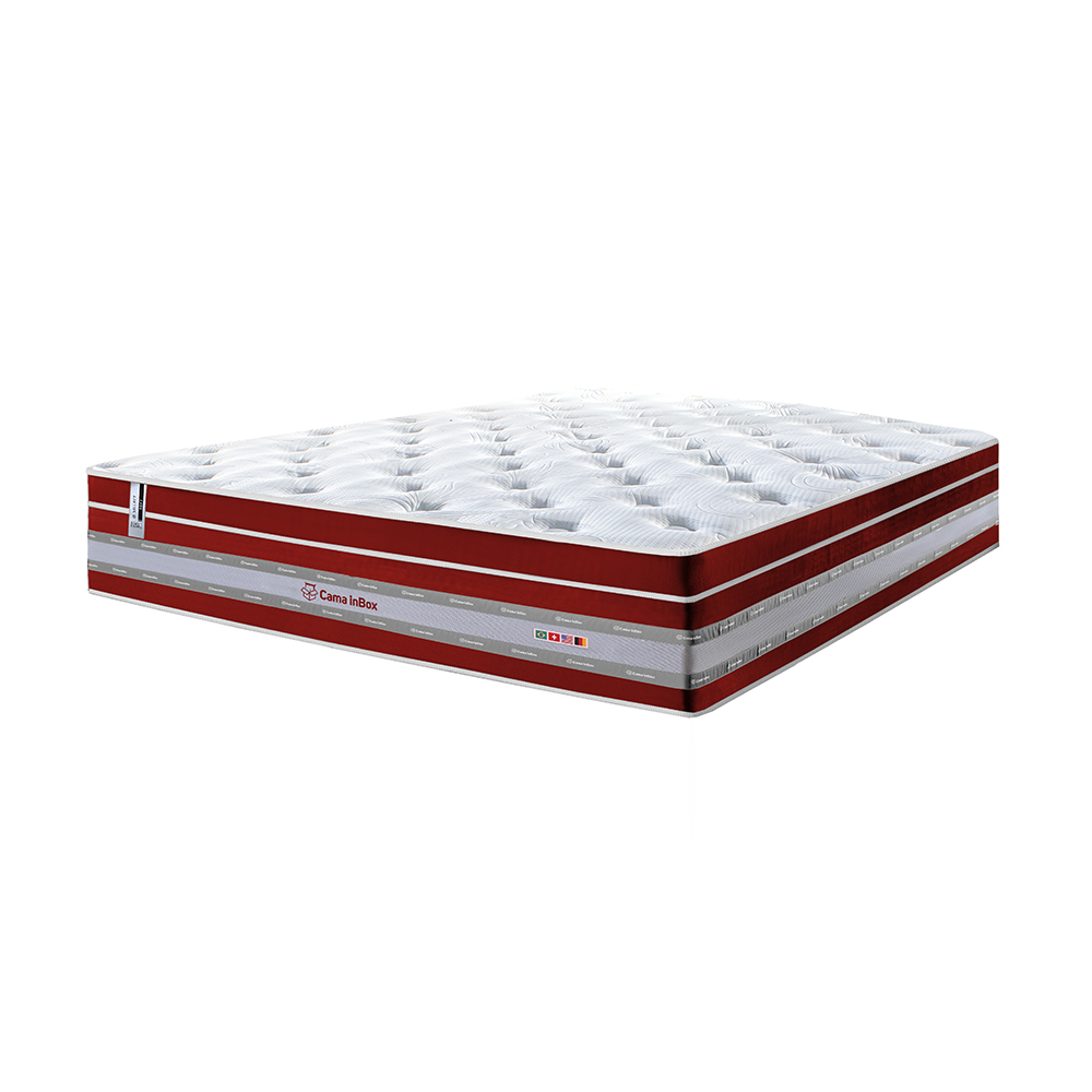 Colchão King de Molas Ensacadas Cama inBox Select Euro Soft 193x203x32 Vermelho