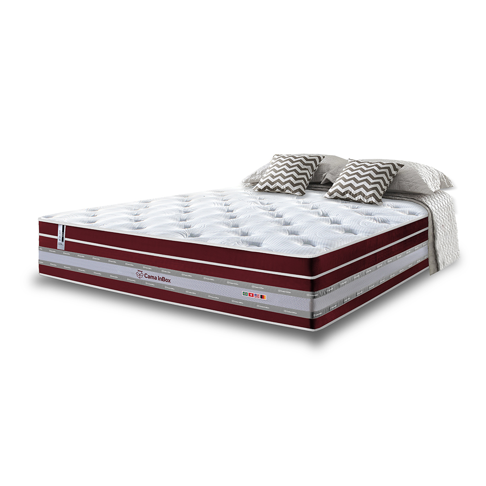 Colchão King de Molas Ensacadas Cama inBox Select Euro Soft 193x203x32 Vinho