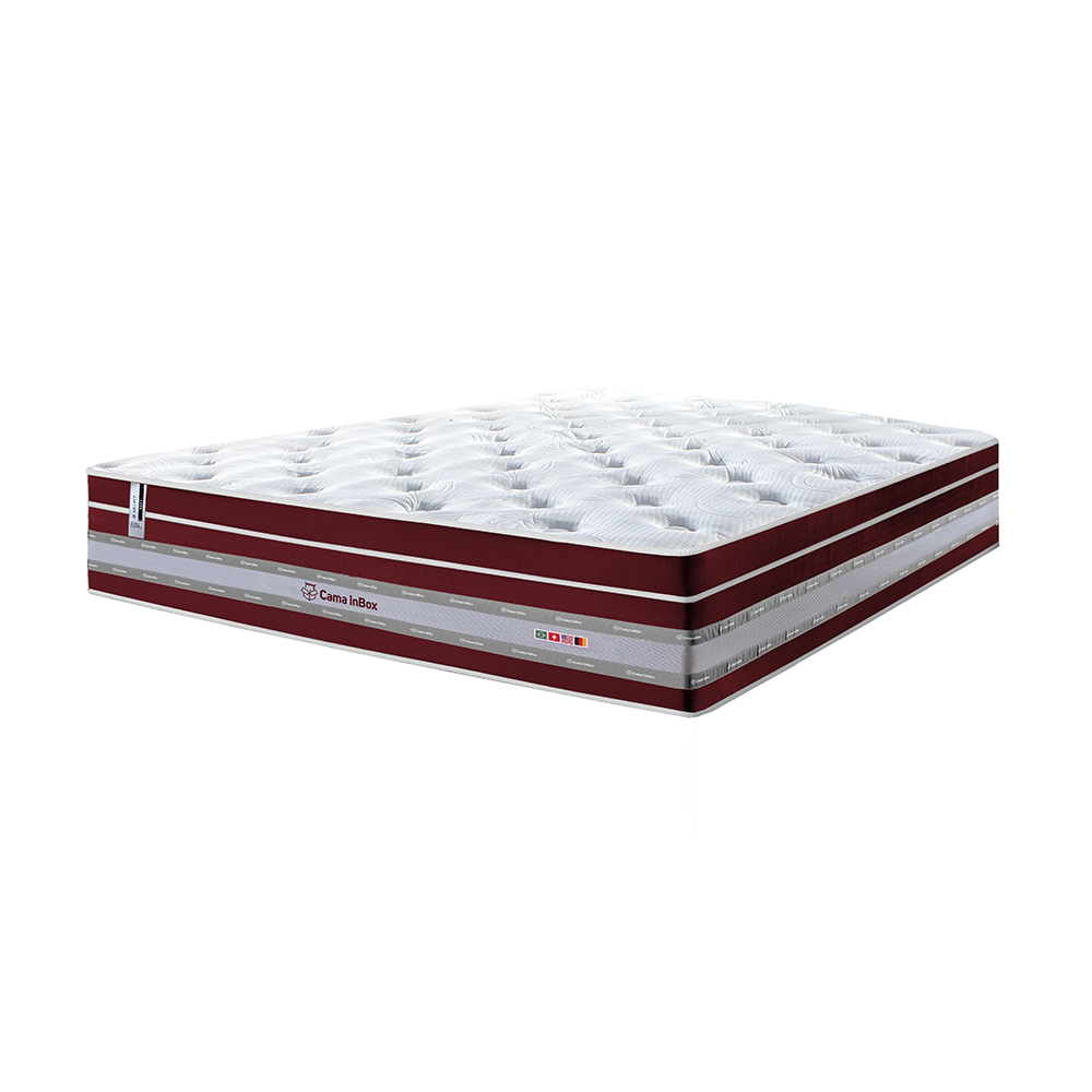 Colchão King de Molas Ensacadas Cama inBox Select Euro Soft 193x203x32 Vinho