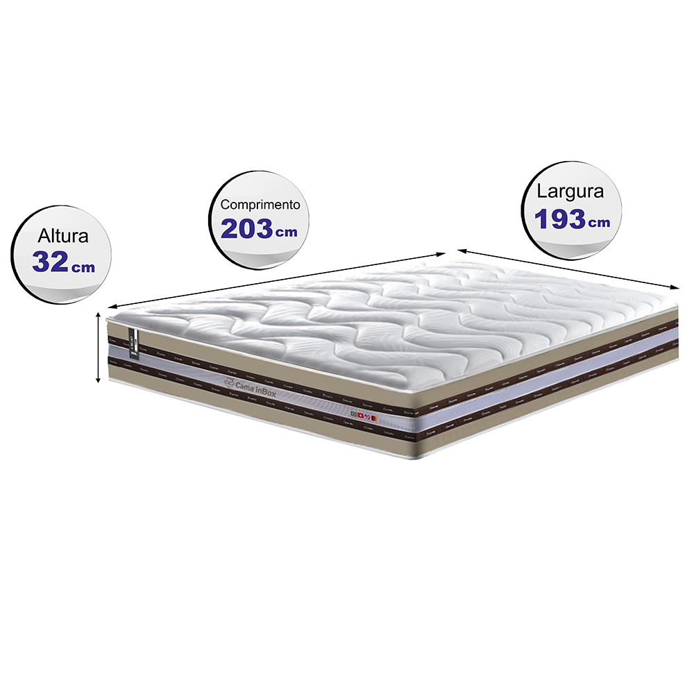 Colchão King de Molas Ensacadas D33 Cama inBox Select Firme 193x203x32 Bege