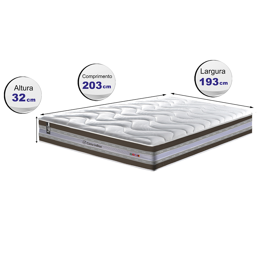 Colchão King de Molas Ensacadas D33 Cama inBox Select Firme 193x203x32 Café