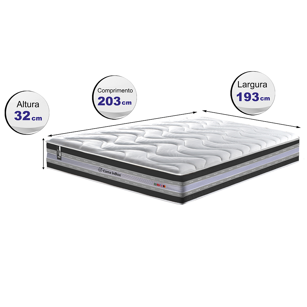 Colchão King de Molas Ensacadas D33 Cama inBox Select Firme 193x203x32 Preto