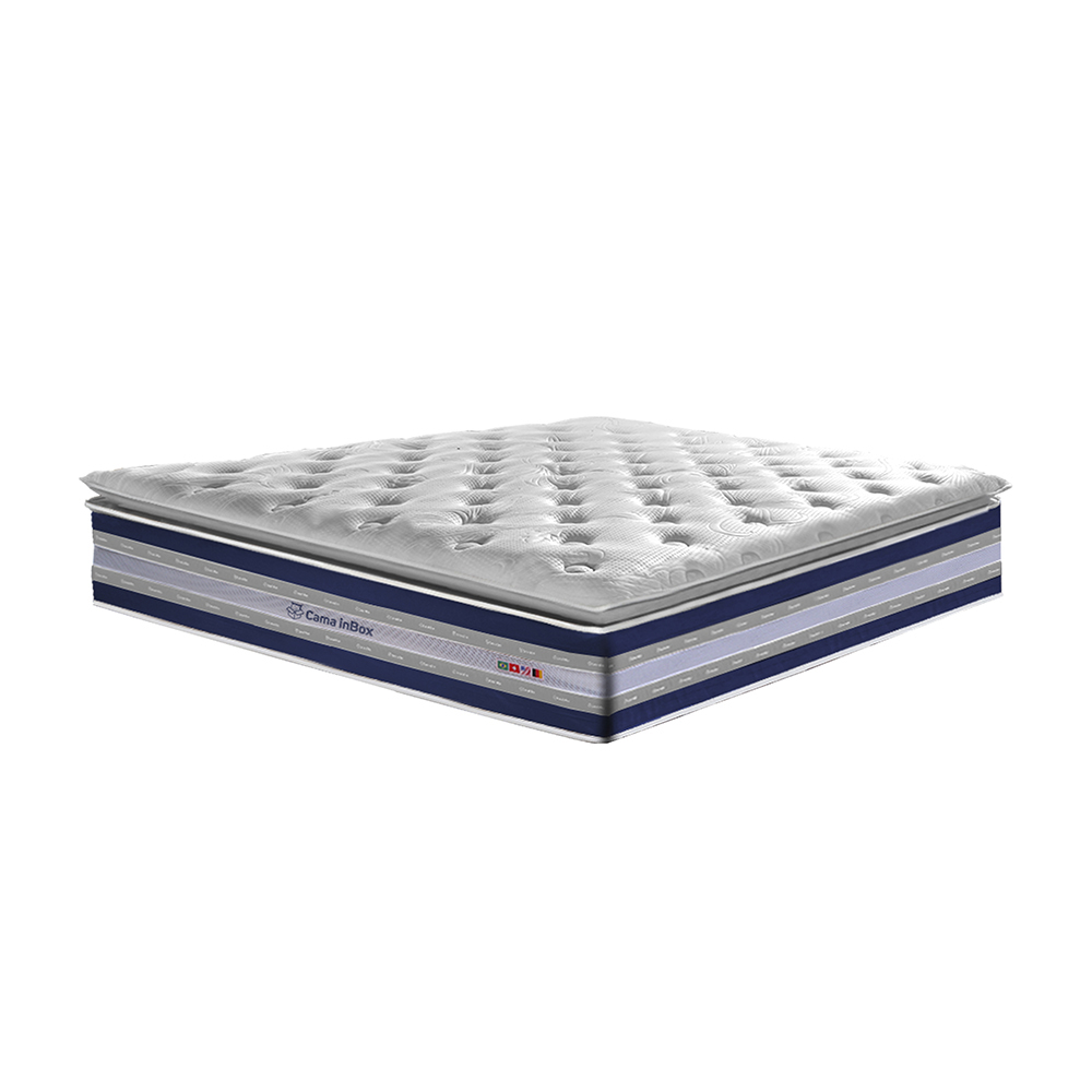 Colchão King de Molas Ensacadas D33 com Pillow TOP Cama inBox Select 193x203x32 Azul