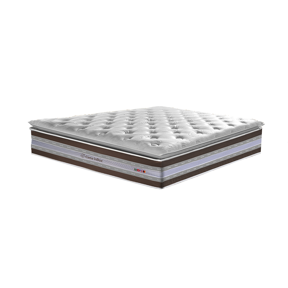 Colchão King de Molas Ensacadas D33 com Pillow TOP Cama inBox Select 193x203x32 Café
