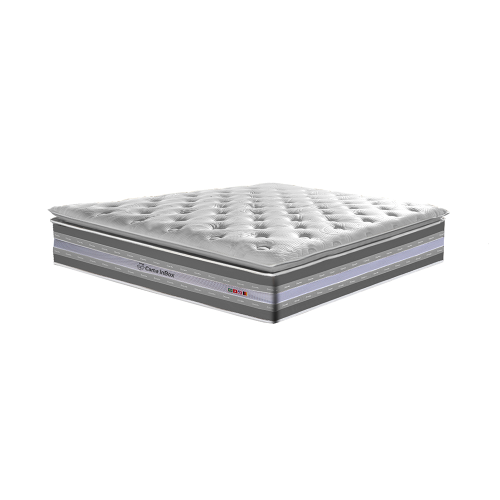 Colchão King de Molas Ensacadas D33 com Pillow TOP Cama inBox Select 193x203x32 Cinza