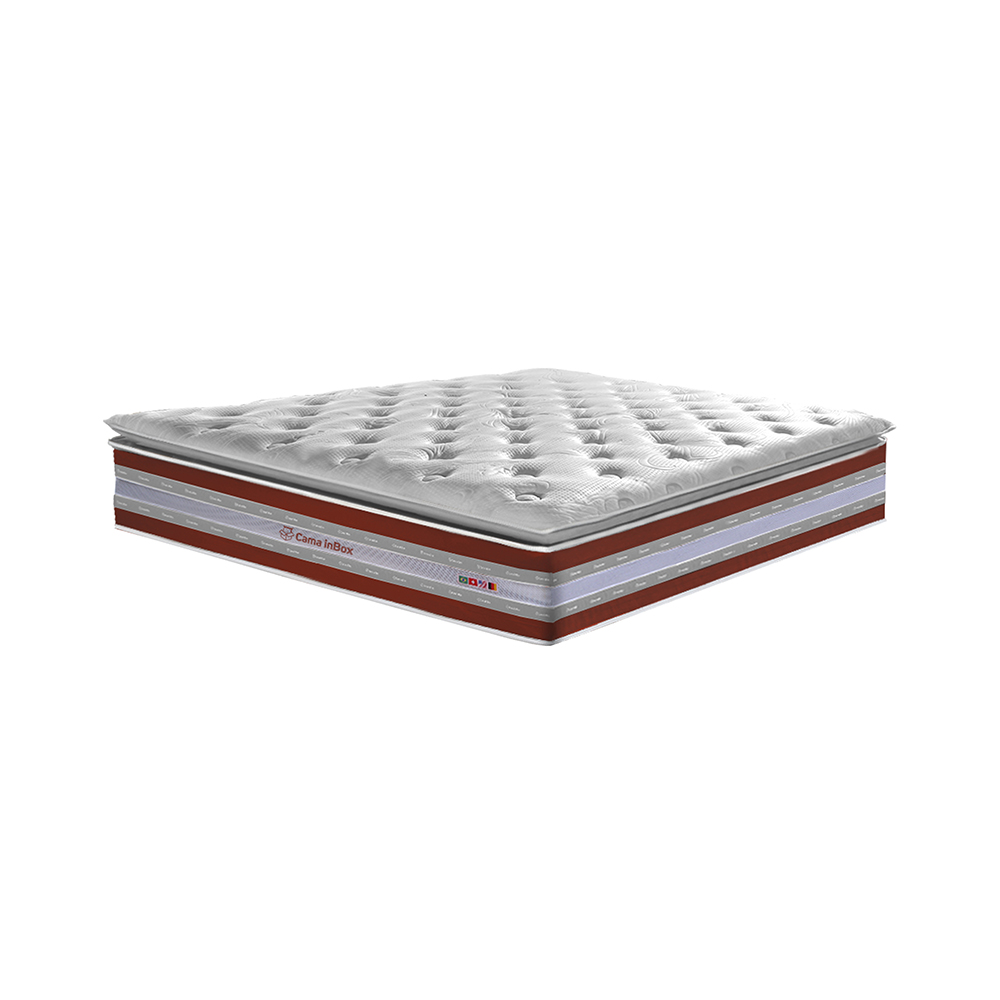 Colchão King de Molas Ensacadas D33 com Pillow TOP Cama inBox Select 193x203x32 Vermelho