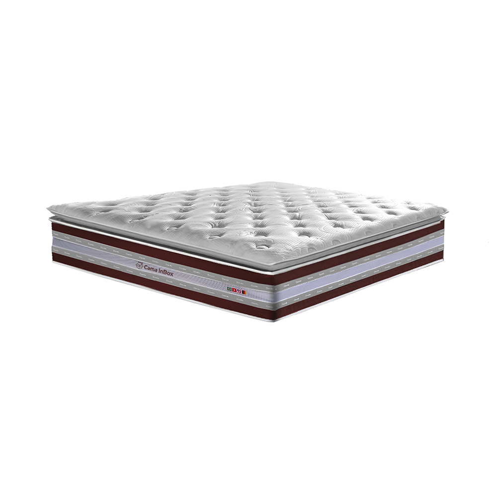 Colchão King de Molas Ensacadas D33 com Pillow TOP Cama inBox Select 193x203x32 Vinho