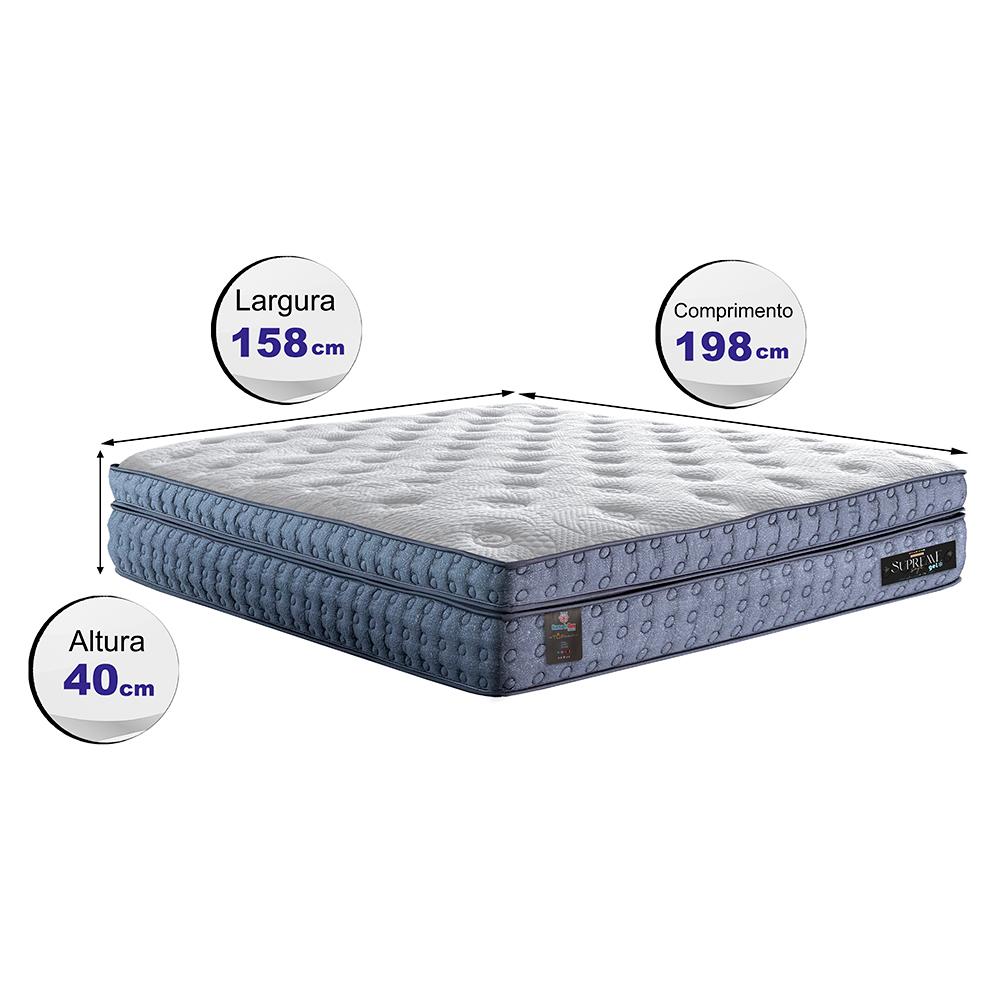 Colchão Queen Molas Ensacadas Euro Pillow 158x198x40 Cama inBox Supreme Confort Gel Living