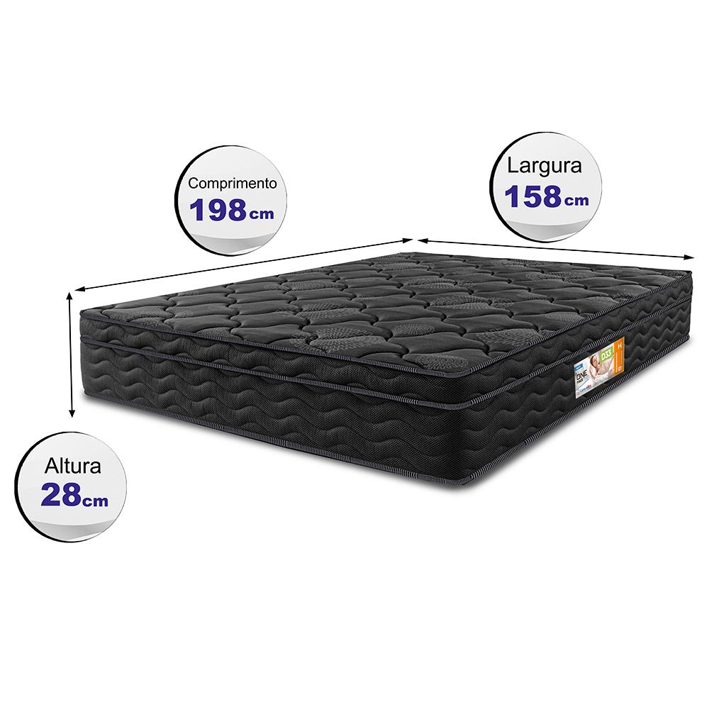 Colchão Queen Ortopédico Black 158x198x28 One Face Espuma D33 Preto