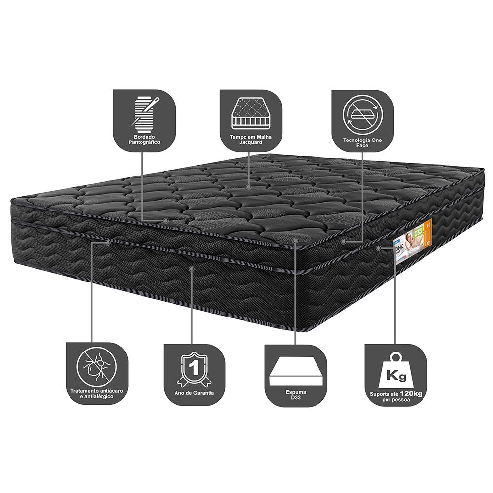 Colchão Queen Ortopédico Black 158x198x28 One Face Espuma D33 Preto