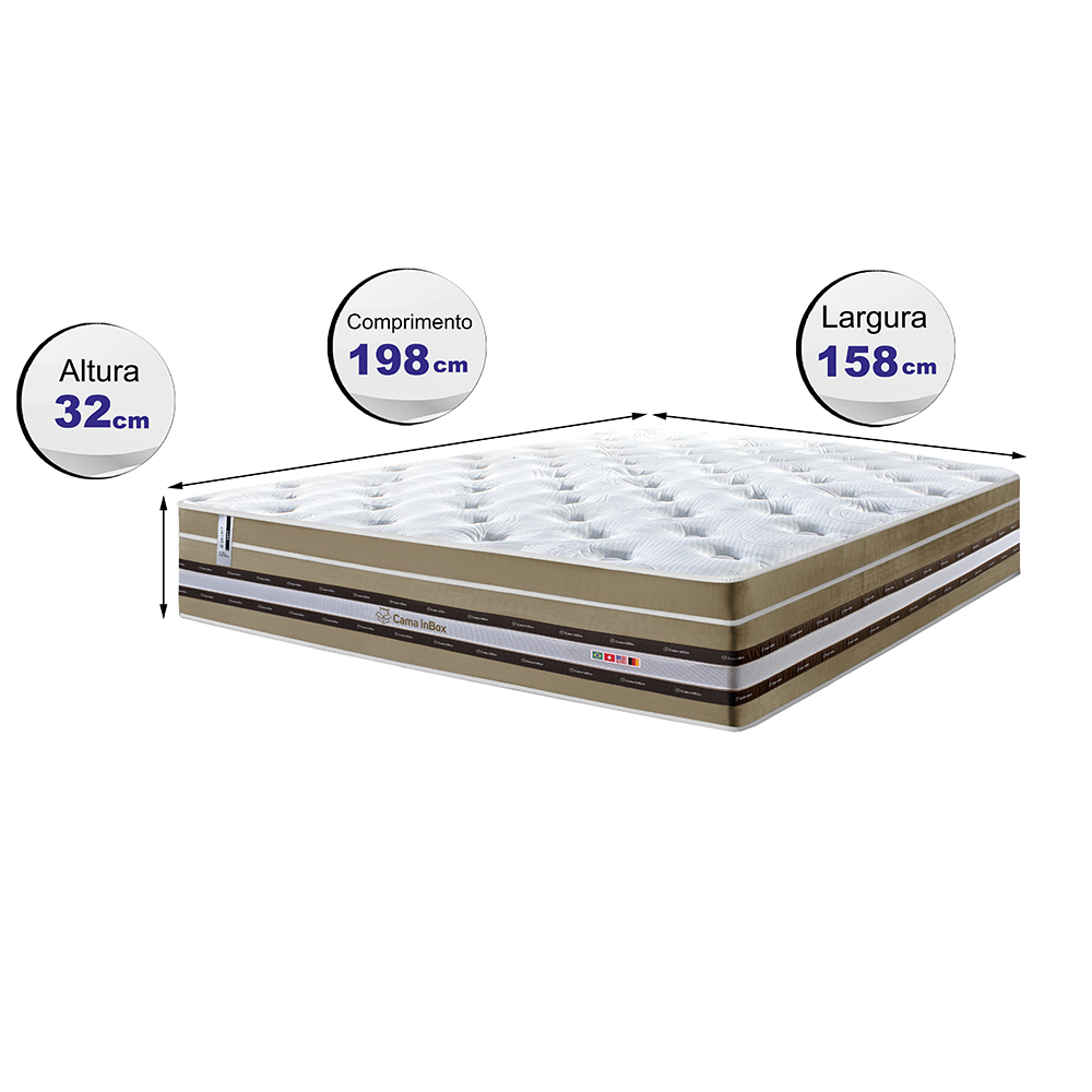 Colchão Queen de Molas Ensacadas Cama inBox Select Euro Soft 158x198x32 Bege