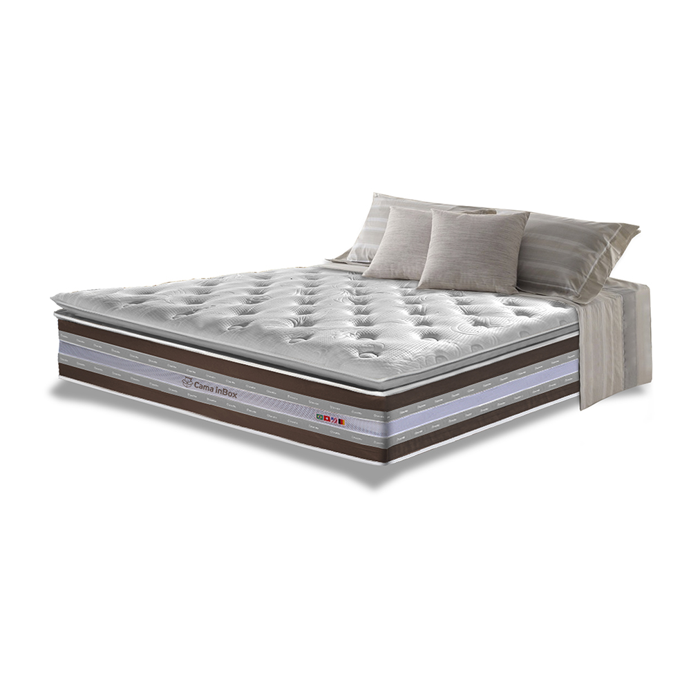 Colchão Queen de Molas Ensacadas D33 com Pillow TOP Cama inBox Select 158x198x32 Café