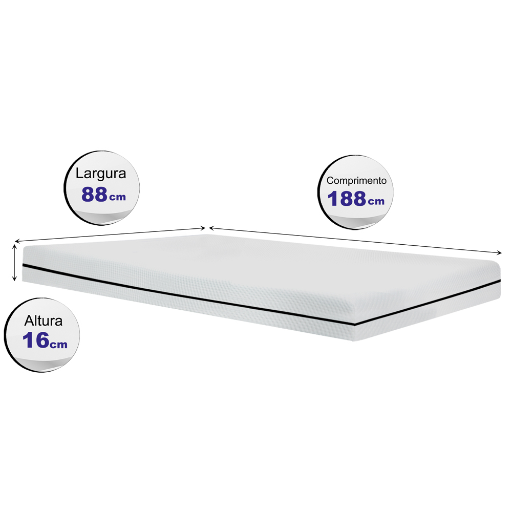 Colchão Solteiro D28 Safe Personal Impermeável Cama inBox 88x188x16 Branco