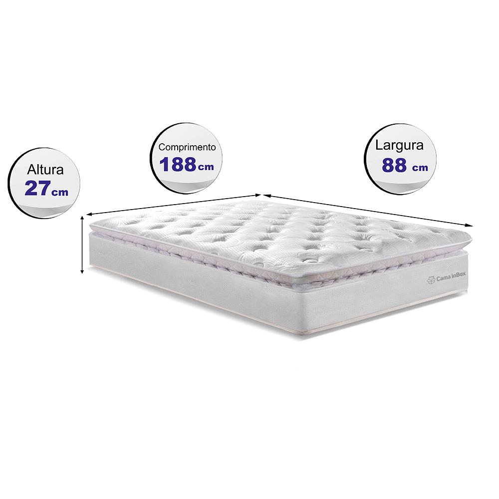 Colchão Solteiro Molas Ensacadas 88x188 Cama inBox Confort Snow