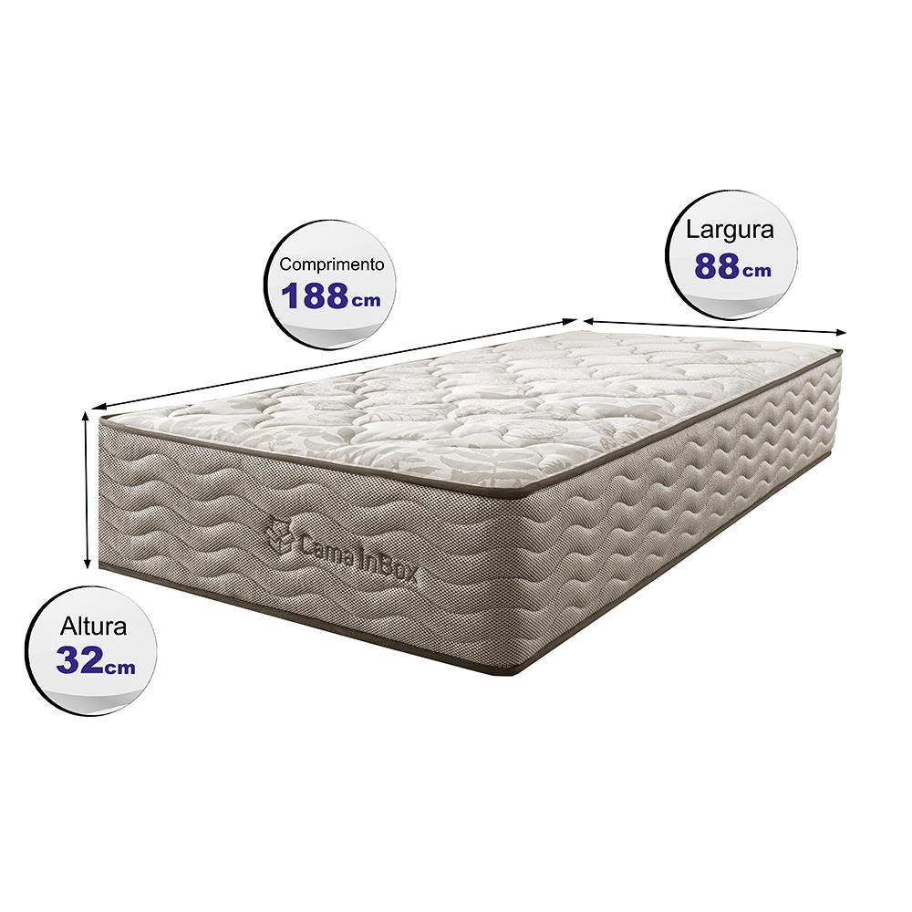 Colchão Solteiro Molas Ensacadas Euro 88x188x32 Cama inBox Ocean Bege