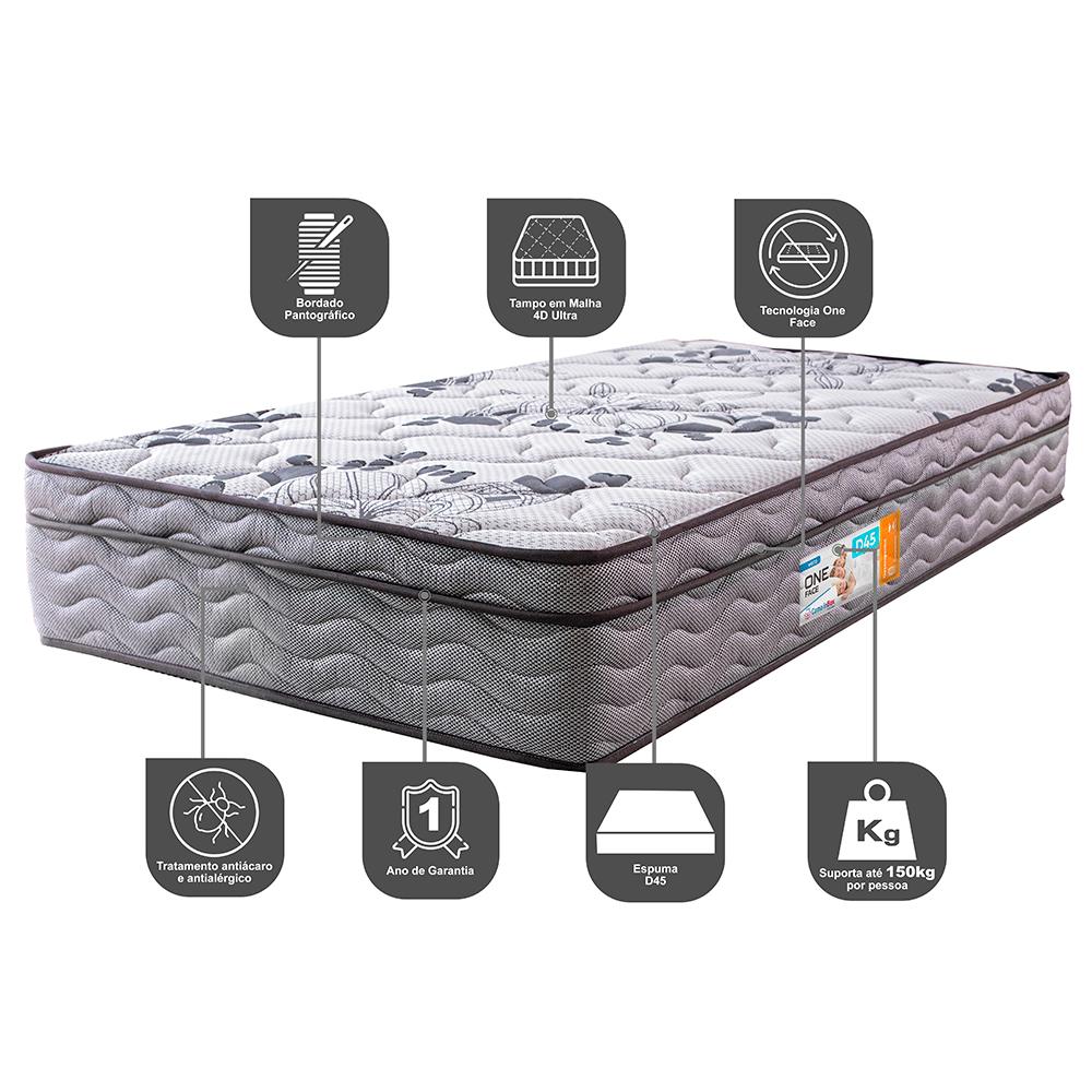 Colchão Solteiro OrtoFirm 88x188x28 One Face Espuma D45 Cinza