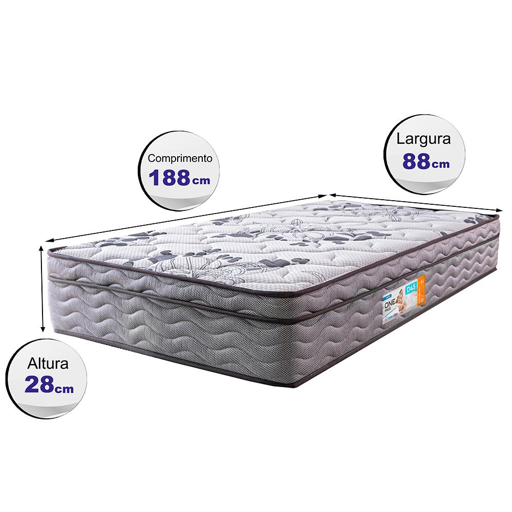 Colchão Solteiro Ortopédico 88x188x28 One Face Espuma D45 Cinza