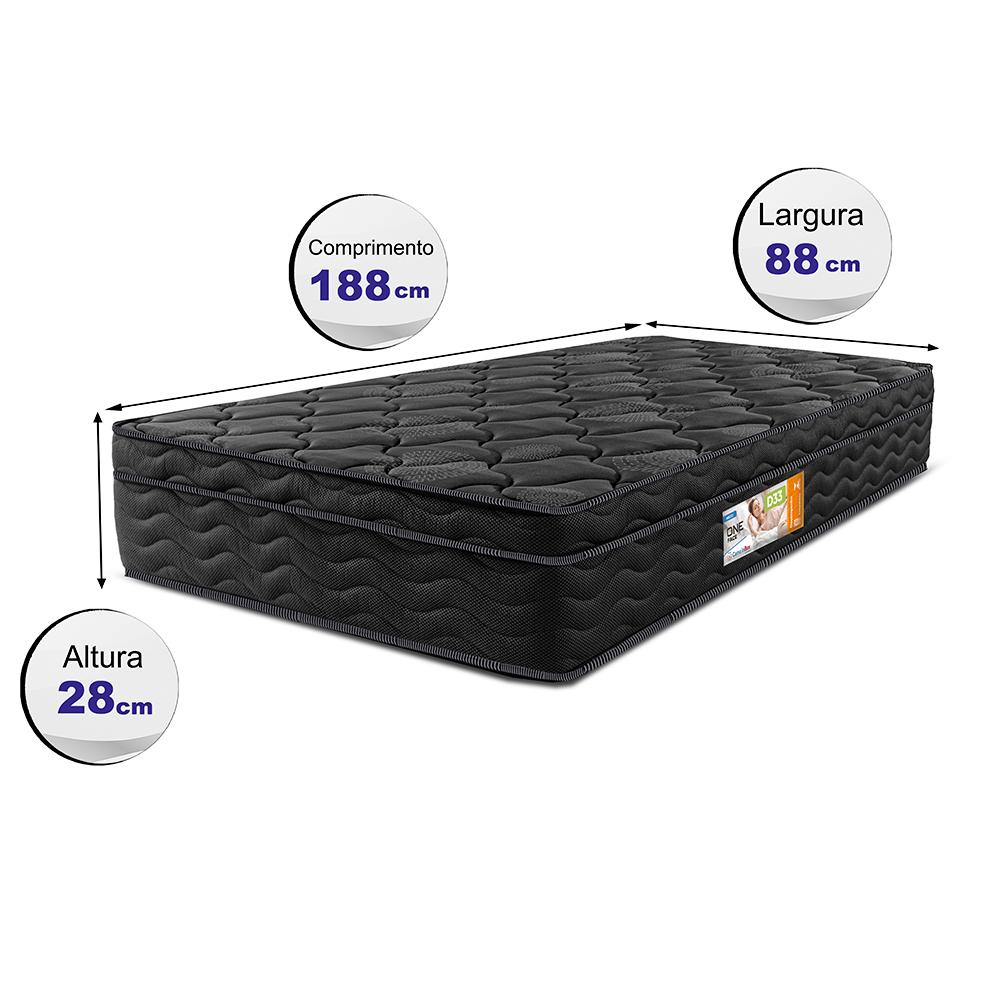 Colchão Solteiro Ortopédico Black 88x188x28 One Face Espuma D33 Preto
