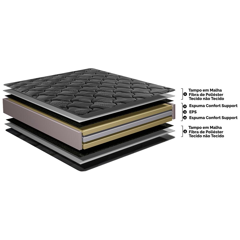 Colchão Solteiro Ortopédico Black 88x188x28 One Face Espuma D33 Preto