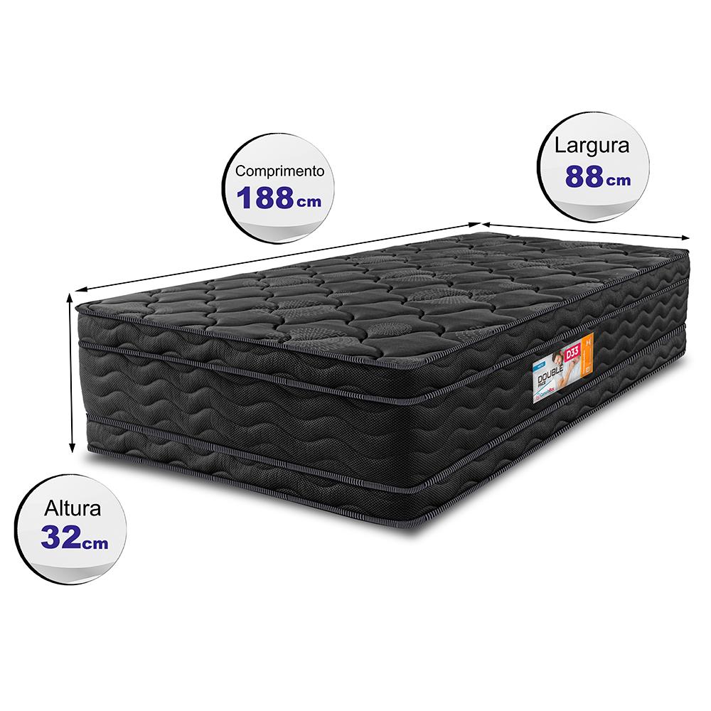 Colchão Solteiro Ortopédico Black 88x188x32 Double Face Espuma D33 Preto