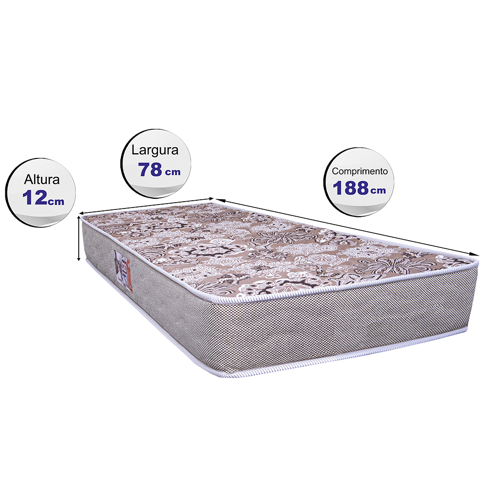 Colchão Solteiro de Espuma D20 78x188x12cm Safe Cama inBox Floral