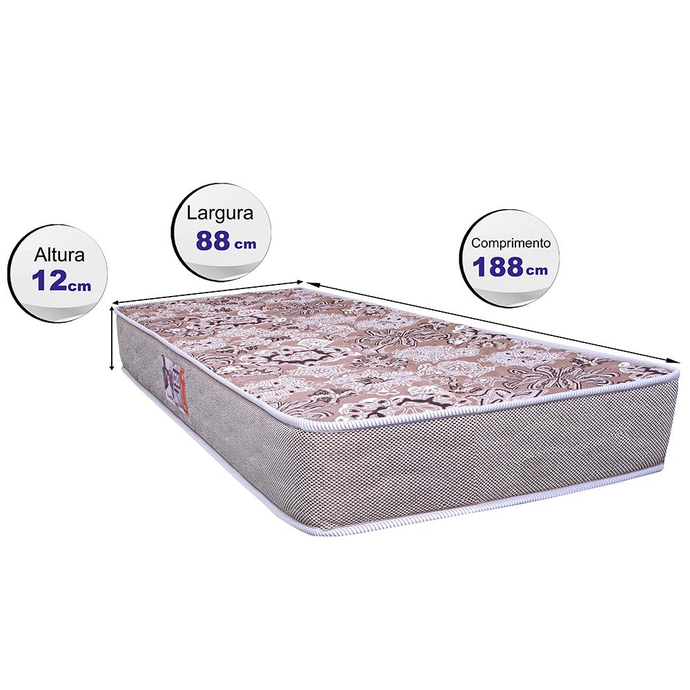 Colchão Solteiro de Espuma D20 88x188x12cm Safe Cama inBox Floral