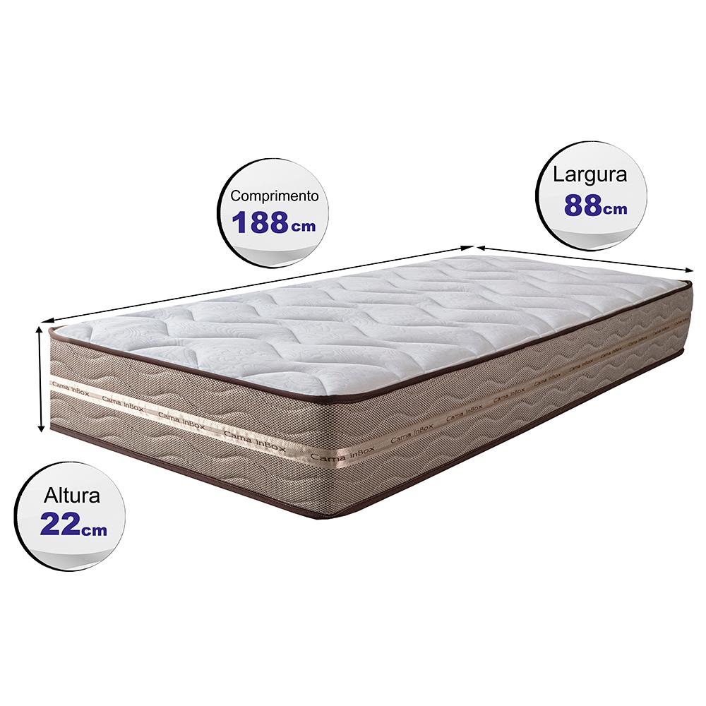 Colchão Solteiro de Molas Ensacadas 88x188x22 Cama inBox Smart Gold Bege