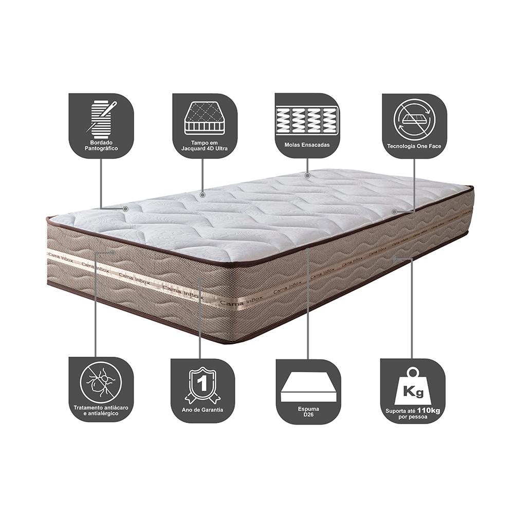 Colchão Solteiro de Molas Ensacadas 88x188x22 Cama inBox Smart Gold Bege