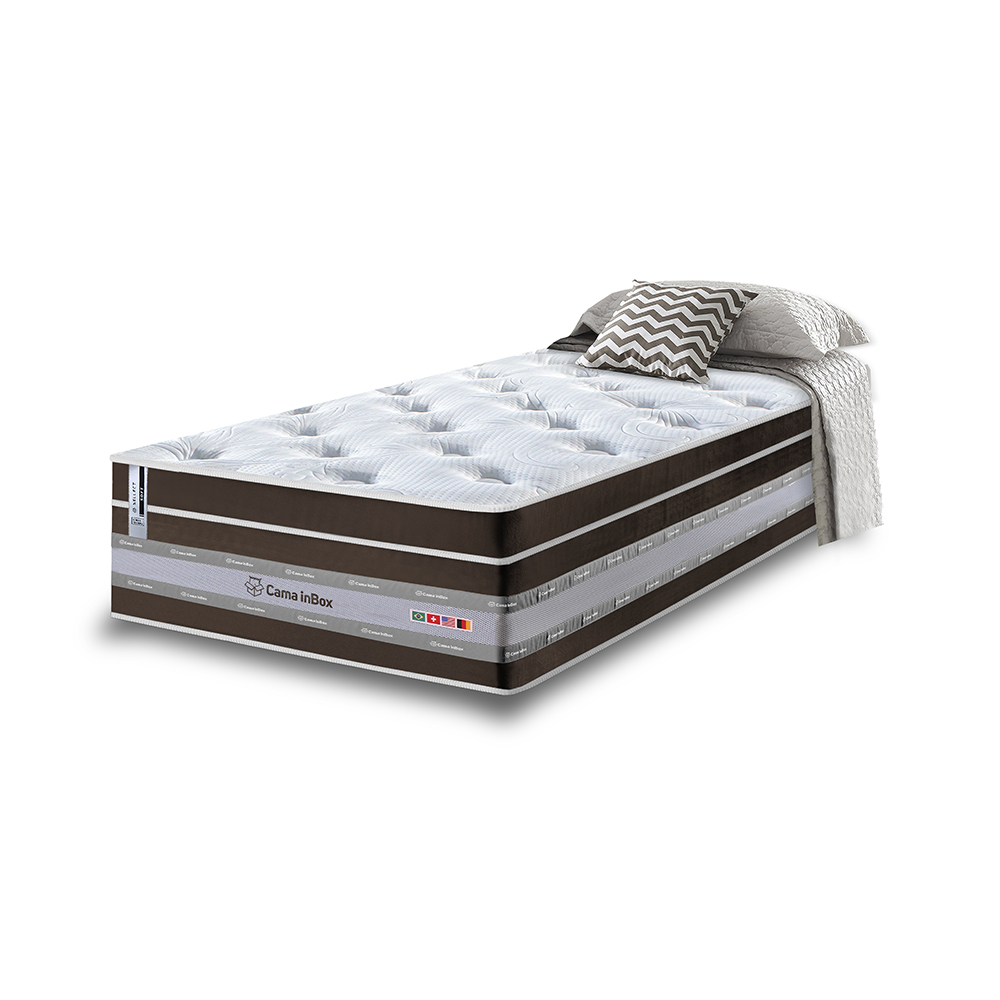 Colchão Solteiro de Molas Ensacadas Cama inBox Select Euro Soft 88x188x32 Café