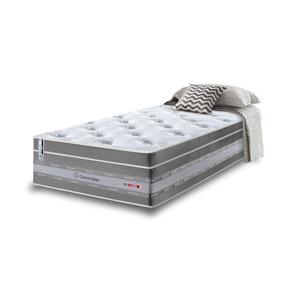 Colchão Solteiro de Molas Ensacadas Cama inBox Select Euro Soft 88x188x32 Cinza