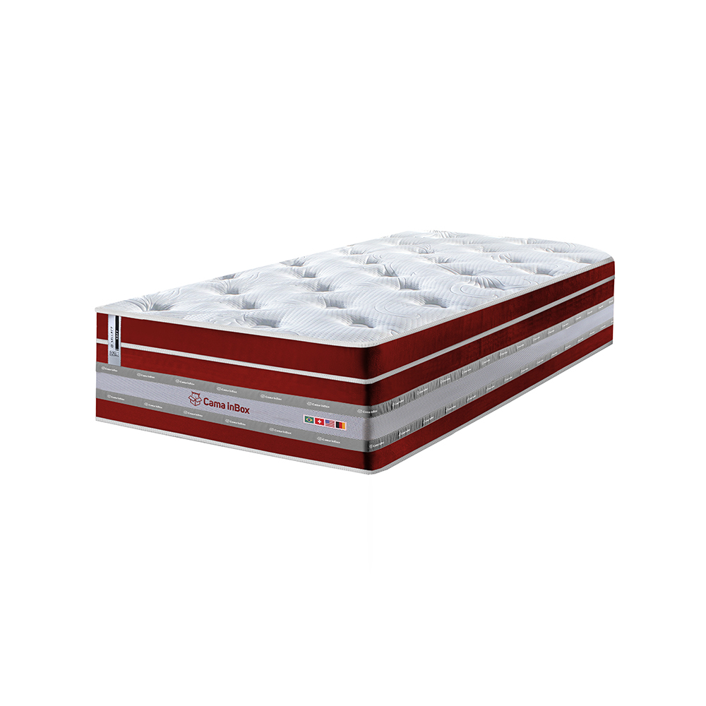 Colchão Solteiro de Molas Ensacadas Cama inBox Select Euro Soft 88x188x32 Vermelho
