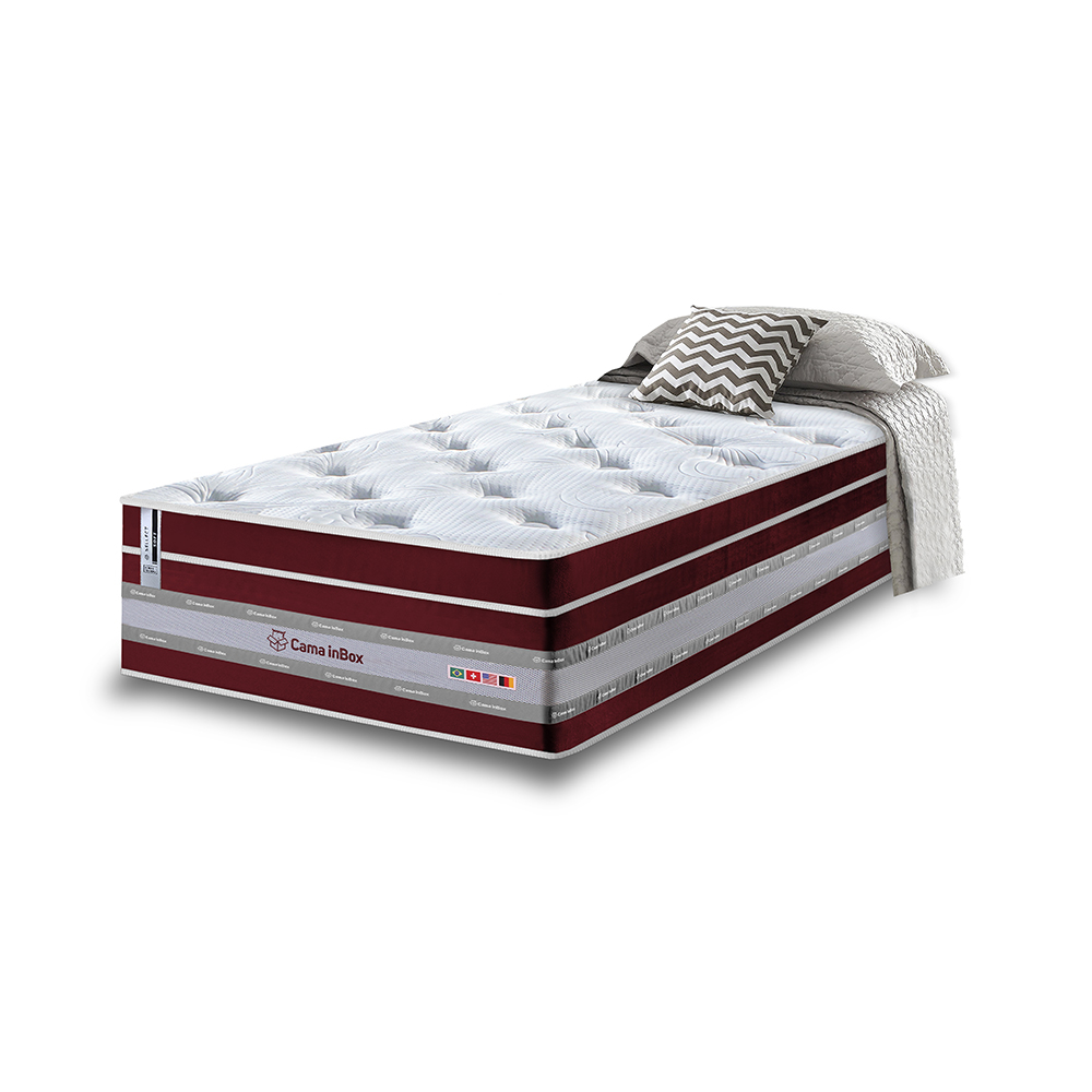 Colchão Solteiro de Molas Ensacadas Cama inBox Select Euro Soft 88x188x32 Vinho