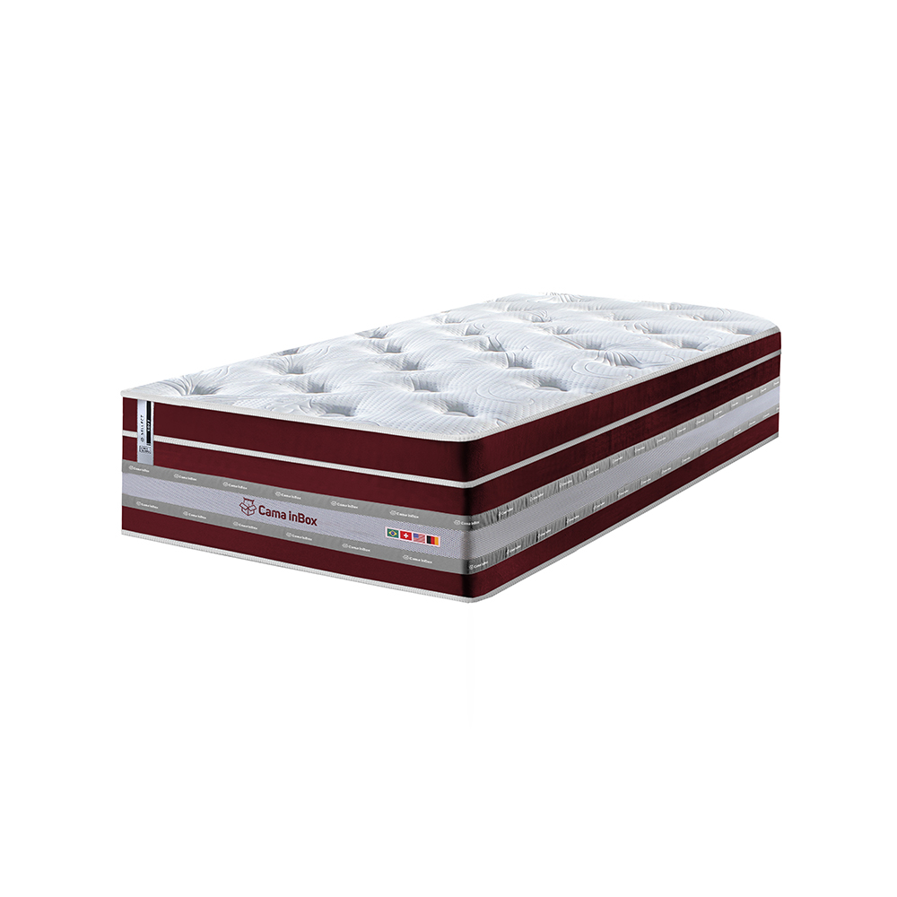 Colchão Solteiro de Molas Ensacadas Cama inBox Select Euro Soft 88x188x32 Vinho