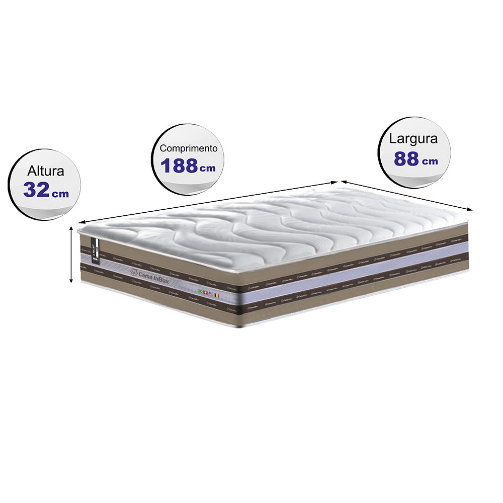 Colchão Solteiro de Molas Ensacadas D33 Cama inBox Select Firme 88x188x32 Bege