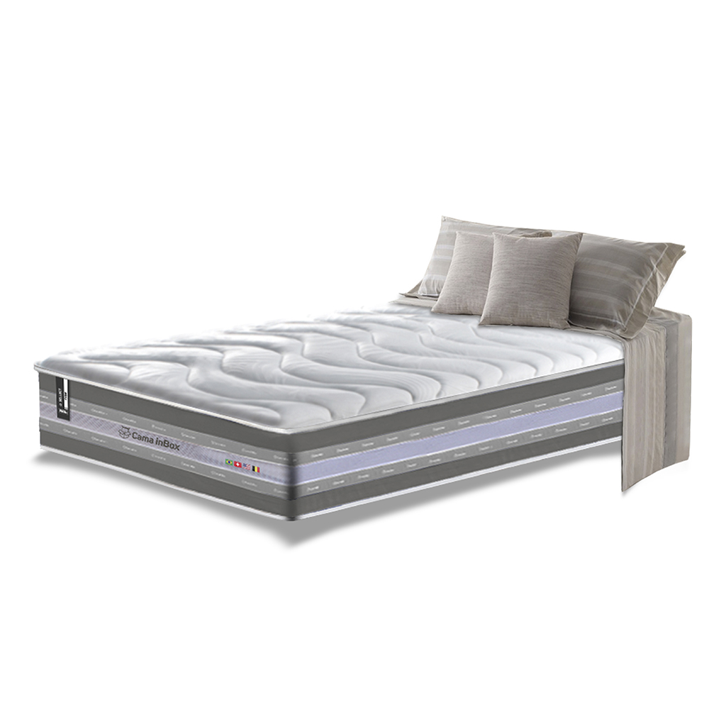 Colchão Solteiro de Molas Ensacadas D33 Cama inBox Select Firme 88x188x32 Cinza